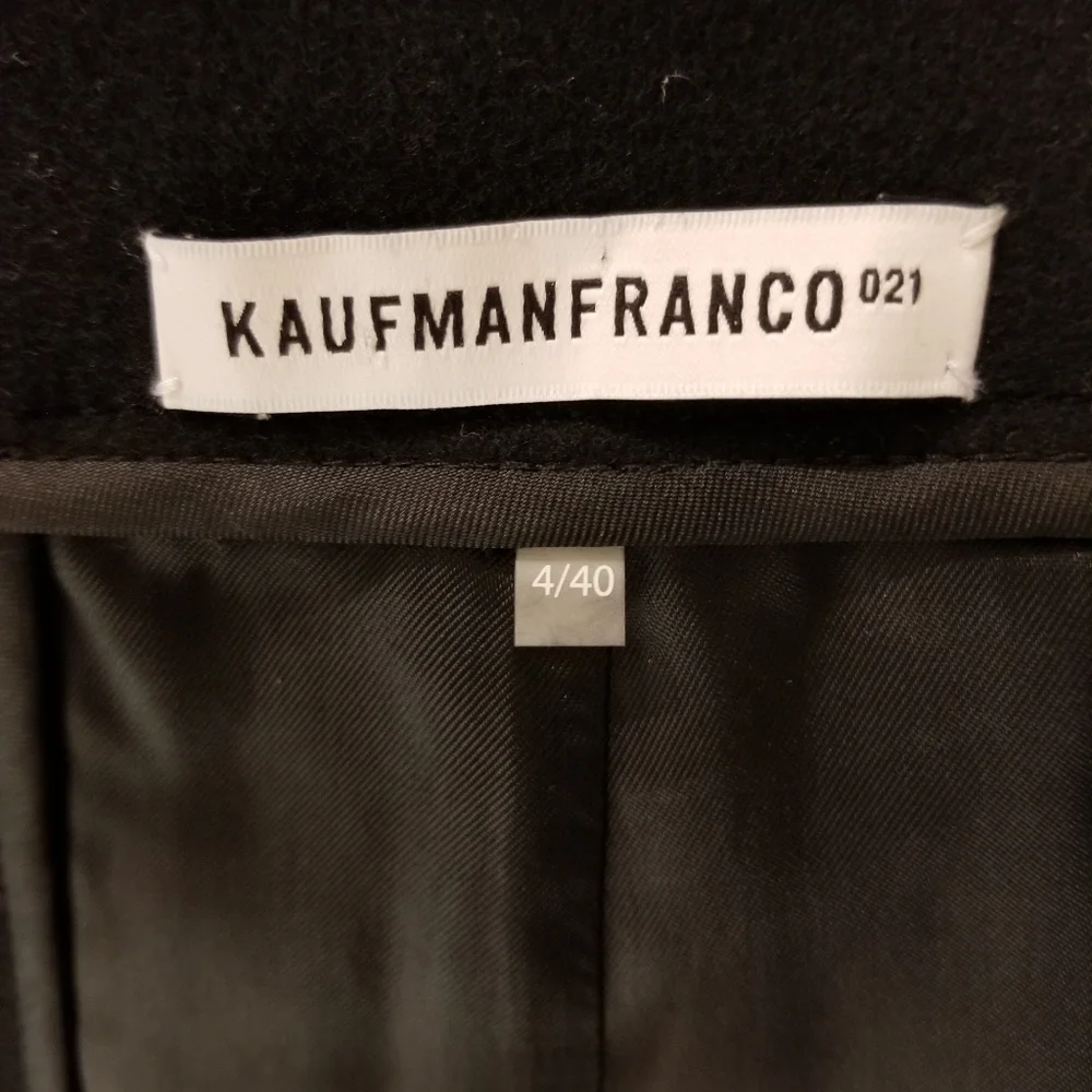 KAUFMAN FRANCO Black Exposed Zipper Italian Lambskin Leather A-line Skirt Sz 4